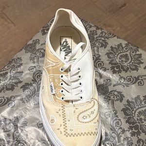Vans Cream and Tan Paisley Sneakers